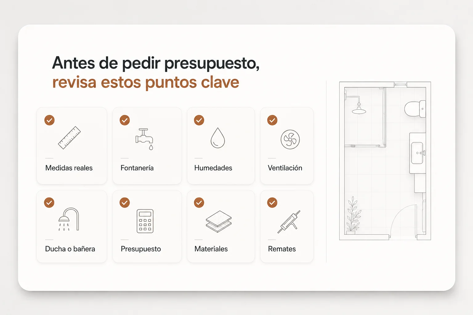 Puntos clave que revisar antes de pedir presupuesto para una reforma de baño
